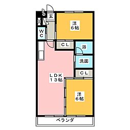 ハイツ平井 2LDKの間取図画像