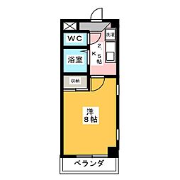 サンハイツオオイケ 1Kの間取図画像