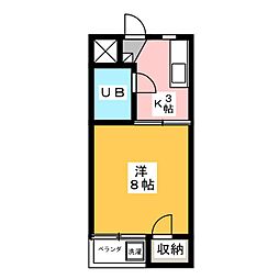 東山レジデンス 1Kの間取図画像
