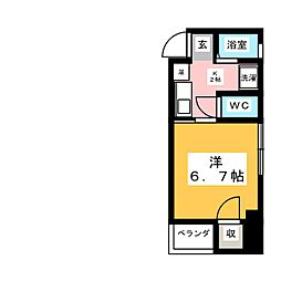 サンアップロイヤルガーデン広小路 1Kの間取図画像