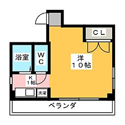 シェリーアルモン 1Kの間取図画像