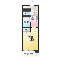 岡地レジデンス月ヶ丘 1Kの間取図画像