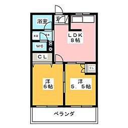 第2ロジングス天野屋 2LDKの間取図画像