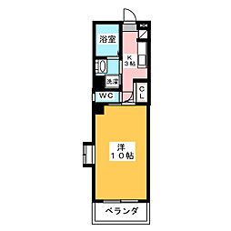 アーバン東山 1Kの間取図画像
