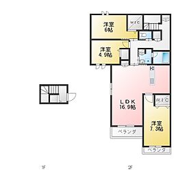 グリーンタウン赤坂 3LDKの間取図画像
