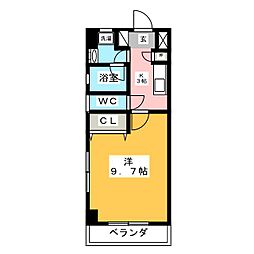 椿山荘 1Kの間取図画像