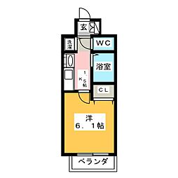 プレサンス覚王山D-Style2 1Kの間取図画像