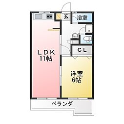 第2ロジングス天野屋 1LDKの間取図画像