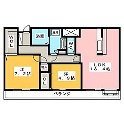 サムティレジデンス東山公園 2LDKの間取図画像