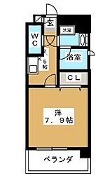 カレント茶屋が坂 1Kの間取図画像