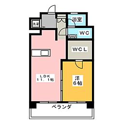 パークサイドクノ 1LDKの間取図画像