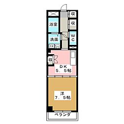 フィオレンテ本山 1DKの間取図画像