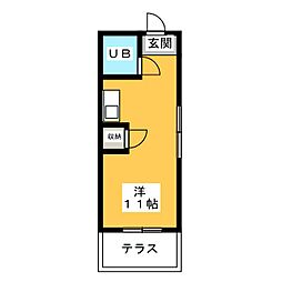 幸川マンション南館 ワンルームの間取図画像