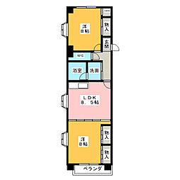 ガーデンコート 2DKの間取図画像
