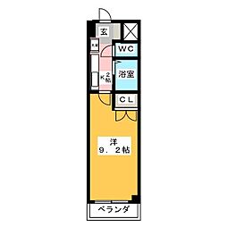 シテイライフ田代 1Kの間取図画像