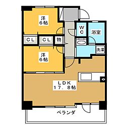 CHAYAGASAKARISE 2LDKの間取図画像
