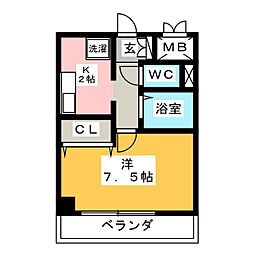 エスポアール大島 1Kの間取図画像
