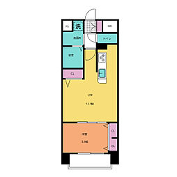 ザ・シンフォニア新栄 12階1LDKの間取り