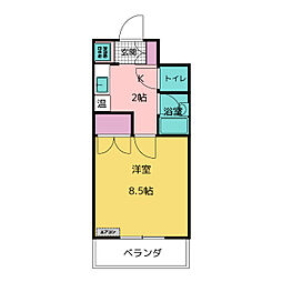 アドバンス竹越 8階1Kの間取り