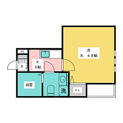 フェリーク新栄 1Kの間取図画像