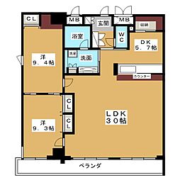 レジディア東桜II 12階2SLDKの間取り