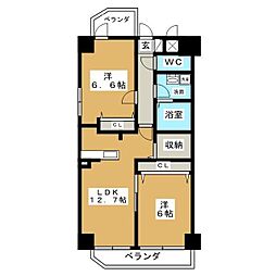 HAPPINESS車道 2LDKの間取図画像