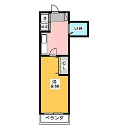 アロンサンシャイン 1Kの間取図画像