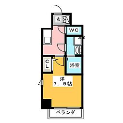 エスリード今池アヴェール 1Kの間取図画像