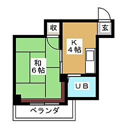 太田ハイツ 1Kの間取図画像