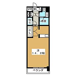 グラントリアノン 1Kの間取図画像