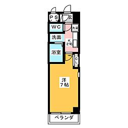 アセーラ新栄 1Kの間取図画像