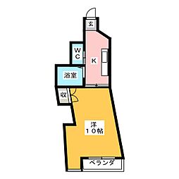 ラ・ヴィアンパレス1 1Kの間取図画像