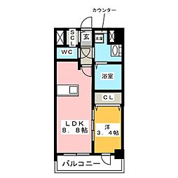 プレサンスTHE新栄 1LDKの間取図画像
