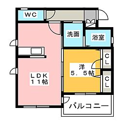カサブランカ 1LDKの間取図画像