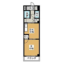 タウンM&EA棟 1DKの間取図画像