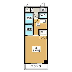 バンブー新栄 1Kの間取図画像