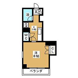 リヴアローン 1Kの間取図画像