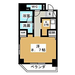 CASSIA車道 1Kの間取図画像