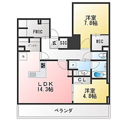 名古屋市千種区今池1丁目マンション 2LDKの間取図画像