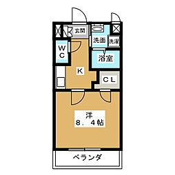 ヒルサイドコート 1Kの間取図画像