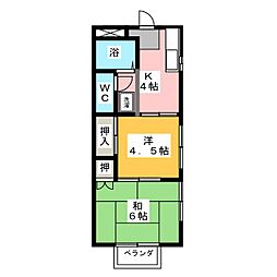 ハイツ小出B 2Kの間取図画像