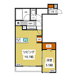 シャンリージュ 1LDKの間取図画像