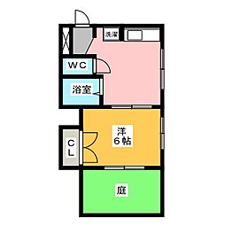 横堀ハイツ 1Kの間取図画像