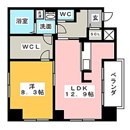 名駅アイサンメゾン 1LDKの間取図画像