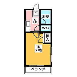 セザール烏森 1Kの間取図画像