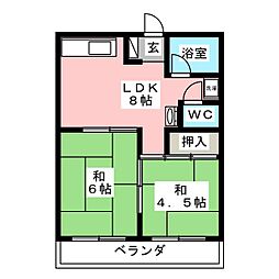 泰山メゾン 2LDKの間取図画像