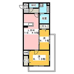 Honu 2LDKの間取図画像