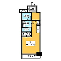 ヒヴィ・カーサ名駅西 ワンルームの間取図画像