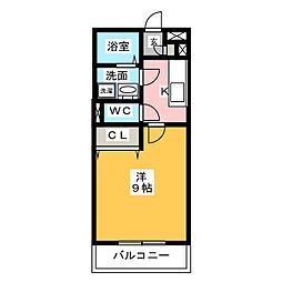 サンライズ亀島 1Kの間取図画像