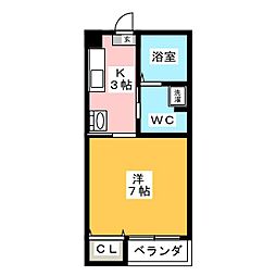 ラ・メゾン・デ・フレアー 1Kの間取図画像